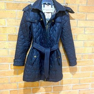 COPY - Burberry Black Finsbridge Belted Quilted Check Jacket Medium Coat